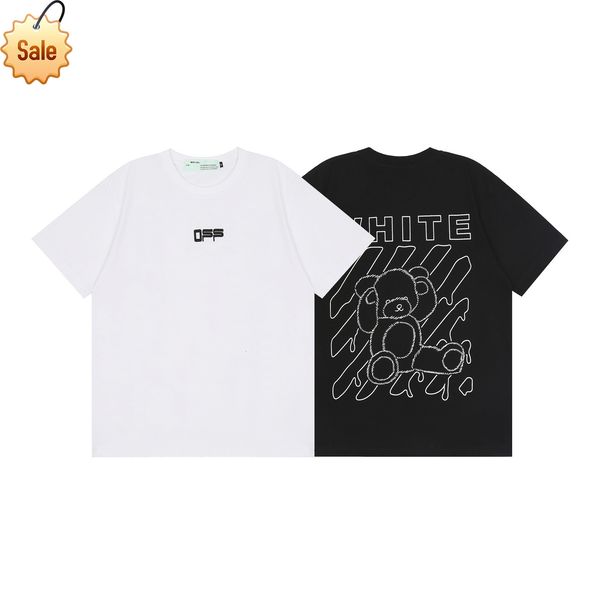 short chao sleeve brand off t-shirt bear cordon cartoon print leisure style summer couple bottom shirt, White;black
short chao sleeve brand off t-shirt bear cordon cartoon print leisure style summer couple bottom shirt, White;black