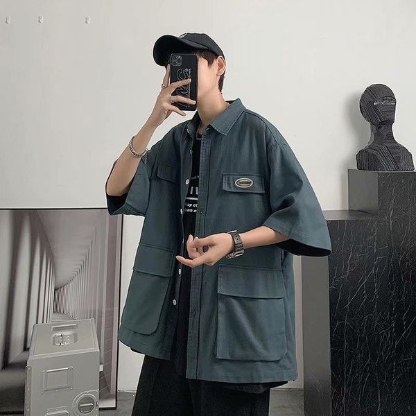 men's casual shirts for men loose hip-hop 2021 student youth three quarter youthful vitality campus summer solid shirt, White;black
men's casual shirts for men loose hip-hop 2021 student youth three quarter youthful vitality campus summer solid shirt, White;black