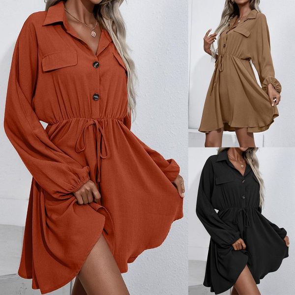 casual dresses elegant shirt women's loose mini dress long sleeve v neck single breasted fashion party vestido de mujer, Black;gray
casual dresses elegant shirt women's loose mini dress long sleeve v neck single breasted fashion party vestido de mujer, Black;gray