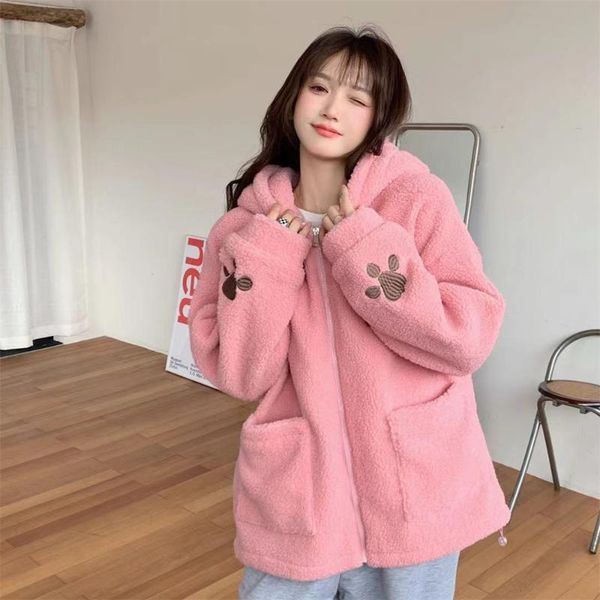 women's hoodies & sweatshirts solid bear embroidery hoodie women winter cute warm soft zip-up kawaii harajuku streetwear zipper oversiz, Black
women's hoodies & sweatshirts solid bear embroidery hoodie women winter cute warm soft zip-up kawaii harajuku streetwear zipper oversiz, Black