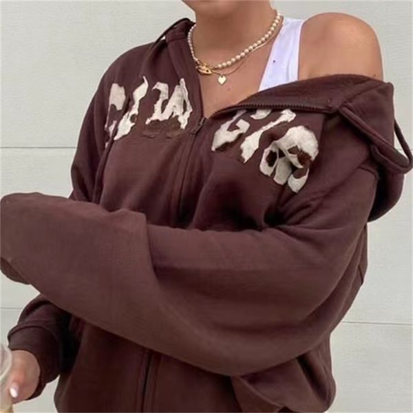 women's sweaters brown zip up female autumn letter jacket with hoodie cardigan y2k oversize velo hoodies pockets pullovers vintage slee, White;black
women's sweaters brown zip up female autumn letter jacket with hoodie cardigan y2k oversize velo hoodies pockets pullovers vintage slee, White;black