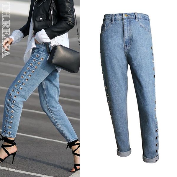 women's pants & capris european and american bf style high waist loose trousers rivets hollowed out metal corns jeans on the street of, Black;white
women's pants & capris european and american bf style high waist loose trousers rivets hollowed out metal corns jeans on the street of, Black;white