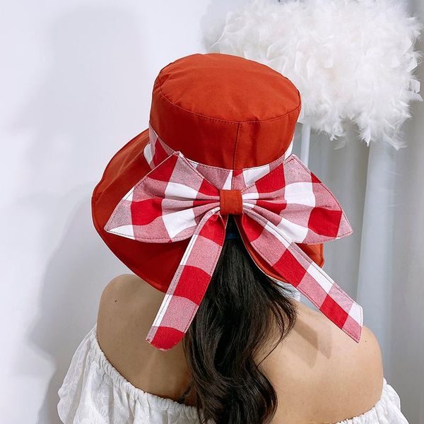 wide brim hats luxury design women summer sun uv protection bow decoration female beach bucket caps foldable, Blue;gray
wide brim hats luxury design women summer sun uv protection bow decoration female beach bucket caps foldable, Blue;gray