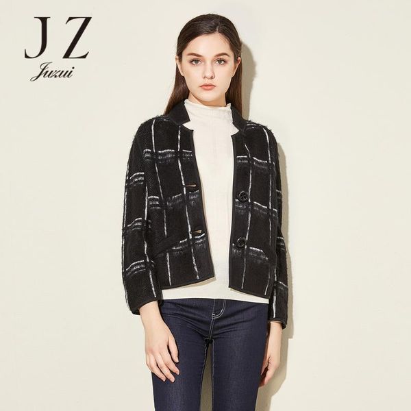 women's sweaters women plaid short long sleeve sweater juzui, White;black 
women's sweaters women plaid short long sleeve sweater juzui, White;black