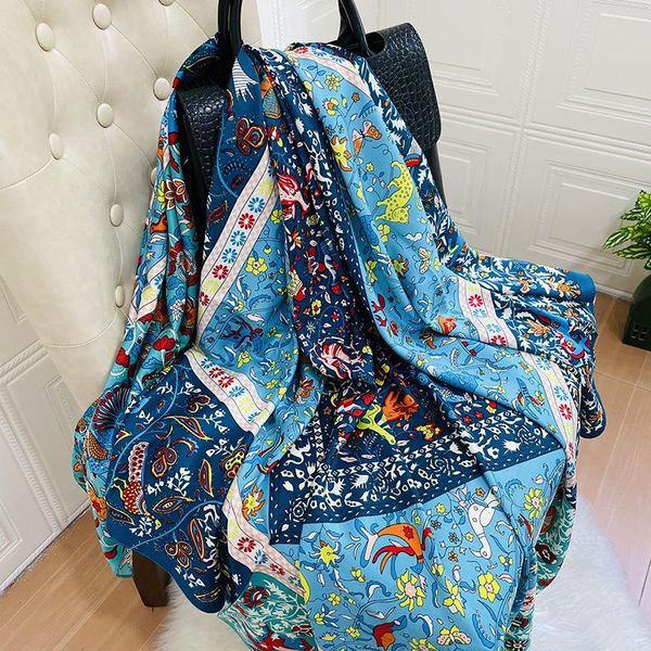 scarves european and american silk scarf women's imitation twill square sunscreen printing seaside travel beach shawl, Blue;gray
scarves european and american silk scarf women's imitation twill square sunscreen printing seaside travel beach shawl, Blue;gray