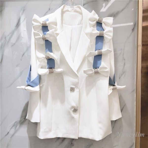 women's suits & blazers diamond blazer for women 2021 autumn beaded three-dimensional bow design loose white coats mujer, White;black
women's suits & blazers diamond blazer for women 2021 autumn beaded three-dimensional bow design loose white coats mujer, White;black