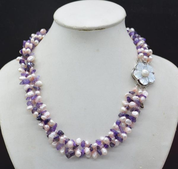 chokers beauty.3-strand natural peach red baroque pearl and purple irregular crystal necklace. very exquisite christmas gift 19", Golden;silver
chokers beauty.3-strand natural peach red baroque pearl and purple irregular crystal necklace. very exquisite christmas gift 19", Golden;silver
