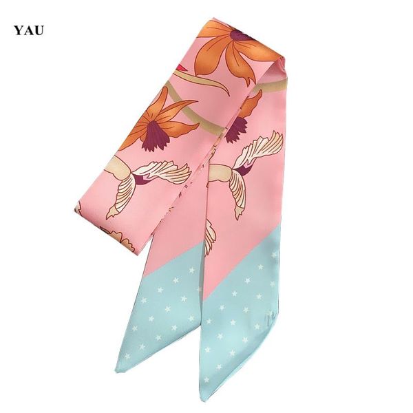 scarves 95cm*5cm small silk scarf women 2021 pentagram floral print bag ribbon brand fashion head long skinny, Blue;gray
scarves 95cm*5cm small silk scarf women 2021 pentagram floral print bag ribbon brand fashion head long skinny, Blue;gray