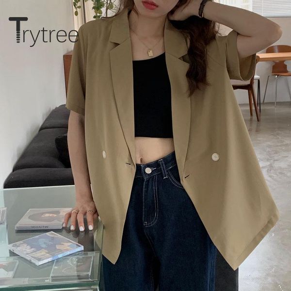 women's jackets trytree 2021 summer women casual coat turn-down collar single button loose solid fashion elegant all-purpose style suit, Black;brown
women's jackets trytree 2021 summer women casual coat turn-down collar single button loose solid fashion elegant all-purpose style suit, Black;brown