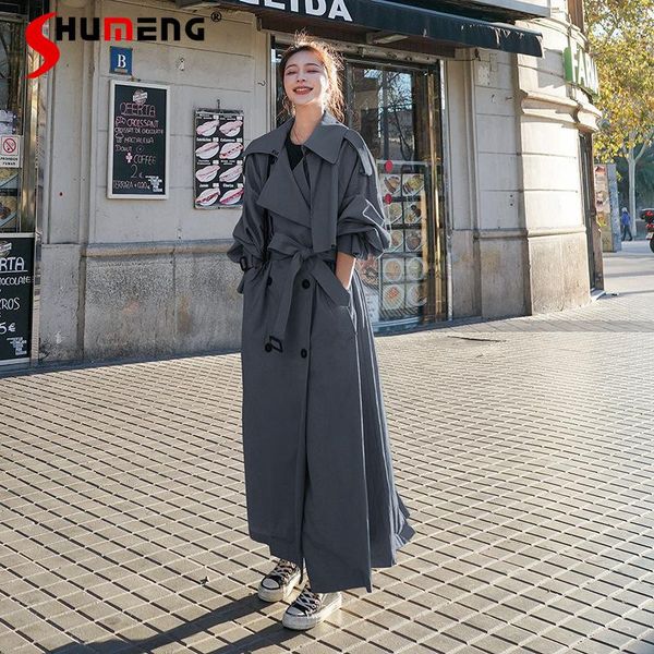 women's trench coats 2021 spring autumn female super long ankle coat fashion loose korean style student below the knee windbreaker, Tan;black
women's trench coats 2021 spring autumn female super long ankle coat fashion loose korean style student below the knee windbreaker, Tan;black