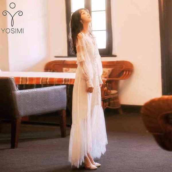 yosimi summer white lace chiffon women dress maxi full sleeve long fairy slim party female vestido ankle-length 210604, Black;gray
yosimi summer white lace chiffon women dress maxi full sleeve long fairy slim party female vestido ankle-length 210604, Black;gray