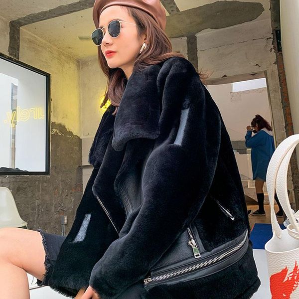 women's fur & faux oftbuy 2021 locomotive real natural wool winter jacket women coat double-faced genuine leather warm fashion outerwea, Black
women's fur & faux oftbuy 2021 locomotive real natural wool winter jacket women coat double-faced genuine leather warm fashion outerwea, Black