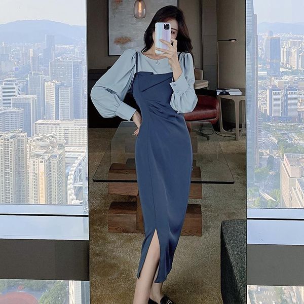 casual dresses make elegant temperament women suits female lantern sleeve t-shirt irregularly split show thin straps dress that wipe a bosom, Black;gray
casual dresses make elegant temperament women suits female lantern sleeve t-shirt irregularly split show thin straps dress that wipe a bosom, Black;gray