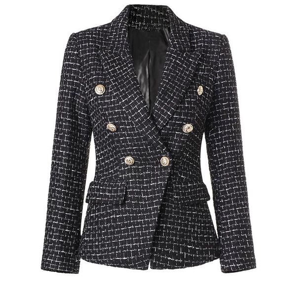 women's suits & blazers 2021 winter black formal jackets office ladies long sleeve thick check tweed coat fashion double breasted woman, White;black
women's suits & blazers 2021 winter black formal jackets office ladies long sleeve thick check tweed coat fashion double breasted woman, White;black