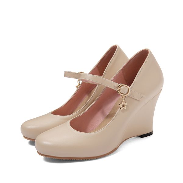 Genuine Leather Wedge Pumps for Women High Heels Plus Size -45 Office Ladies Working Shoes Woman Ankle Strap Nude ShoesDress Shoes, Beige
Genuine Leather Wedge Pumps for Women High Heels Plus Size -45 Office Ladies Working Shoes Woman Ankle Strap Nude ShoesDress Shoes, Beige