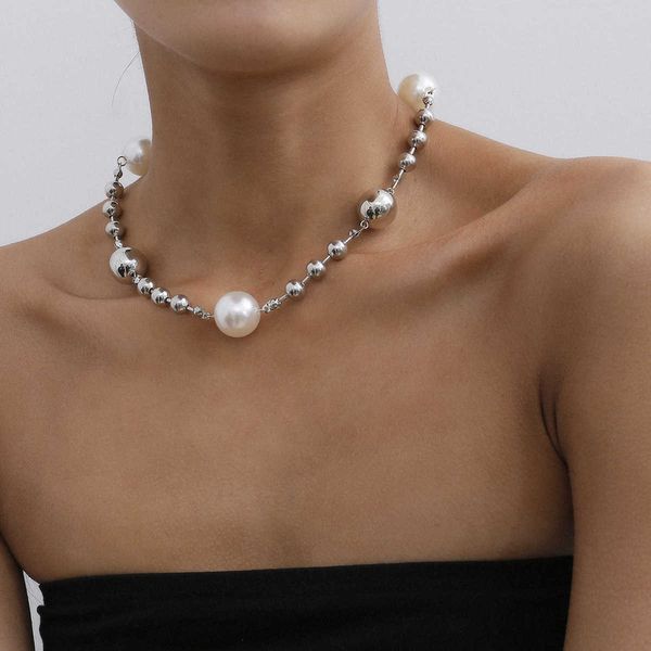 jewelry personality cool style women's fashion business imitation pearl handmade round bead necklace, Silver
jewelry personality cool style women's fashion business imitation pearl handmade round bead necklace, Silver