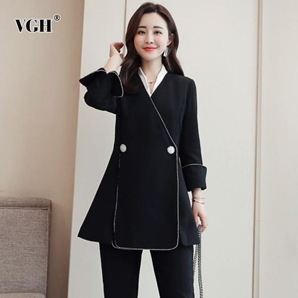 women's suits & blazers vgh black for women v neck long sleeve loose patchwork hit color designer coats female 2021 spring clothing fas, White;black
women's suits & blazers vgh black for women v neck long sleeve loose patchwork hit color designer coats female 2021 spring clothing fas, White;black