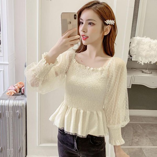 women's blouses & shirts women 2021 spring autumn fashion vintage blouse shirt female square collar long puff sleeve ladies crop a736, White
women's blouses & shirts women 2021 spring autumn fashion vintage blouse shirt female square collar long puff sleeve ladies crop a736, White