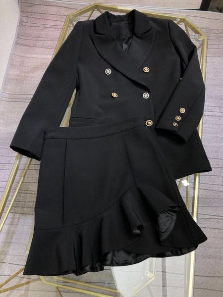 two piece dress 2021 spring commuter suit women's retro british fashion blazer coat black skirt, White
two piece dress 2021 spring commuter suit women's retro british fashion blazer coat black skirt, White