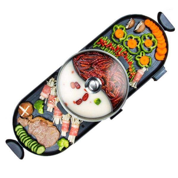 camp kitchen korean style multi-functional electric grill home smokeless non-stick pot barbecue flat pan dual use cooking appliance1 
camp kitchen korean style multi-functional electric grill home smokeless non-stick pot barbecue flat pan dual use cooking appliance1