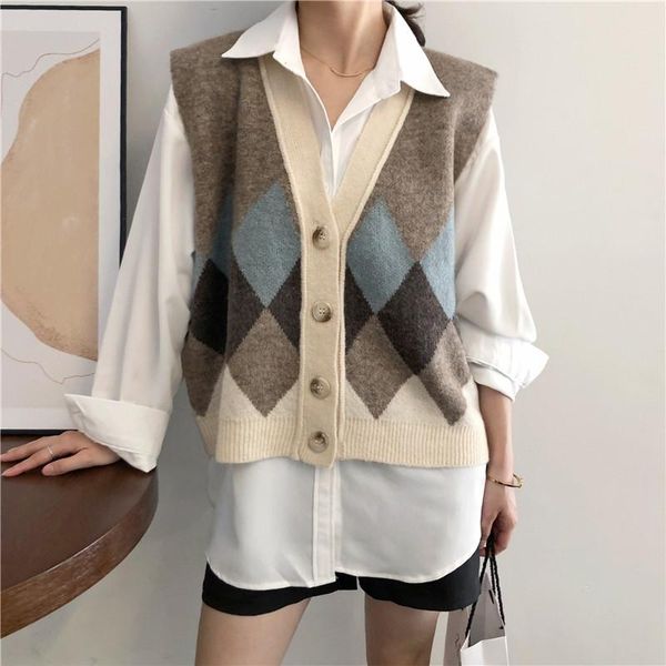 women's knits & tees sweater vest women v-neck plaid knitted slim all-match casual korean style teens chic fashion autumn winter sleeve, White
women's knits & tees sweater vest women v-neck plaid knitted slim all-match casual korean style teens chic fashion autumn winter sleeve, White