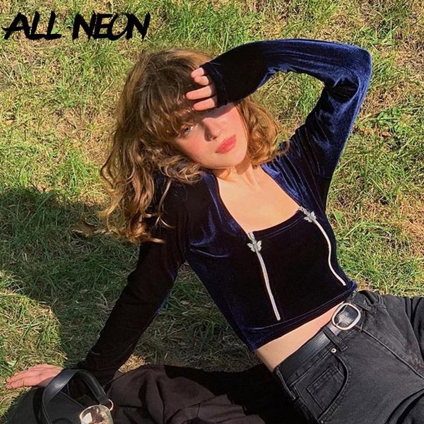 women's t-shirt allneon vintage e-girl square collar velvet t-shirts y2k aesthetics long sleeve stitch cropped 90s outfits streetwear, White
women's t-shirt allneon vintage e-girl square collar velvet t-shirts y2k aesthetics long sleeve stitch cropped 90s outfits streetwear, White