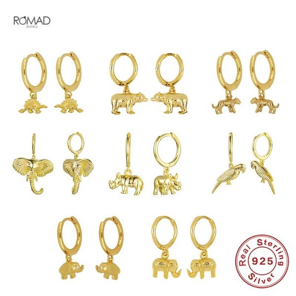 hoop & huggie romad fashion animal earrings for women dinosaur/bear/elephant/leopard/bird/pig pierced earings silver 925 jewelry kolczyki, Golden;silver
hoop & huggie romad fashion animal earrings for women dinosaur/bear/elephant/leopard/bird/pig pierced earings silver 925 jewelry kolczyki, Golden;silver