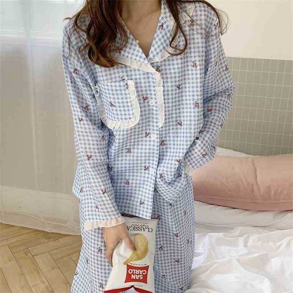 princess sweet plaid homewear loose all match sleepwear chic vintage soft casual femme pajamas sets 210525, White
princess sweet plaid homewear loose all match sleepwear chic vintage soft casual femme pajamas sets 210525, White