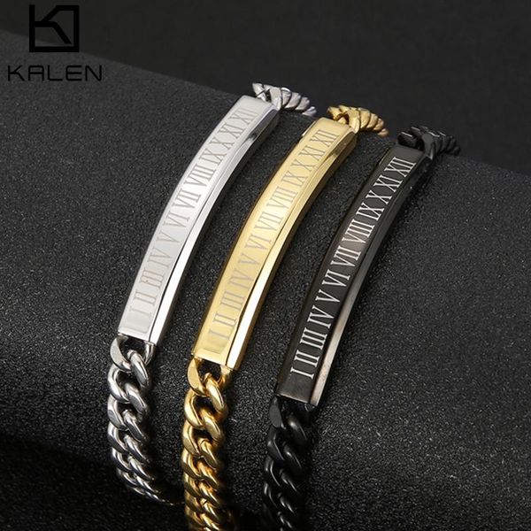 link, chain ins roman numeral bracelet men titanium steel curb bracelets for friend gift jewelry, Black
link, chain ins roman numeral bracelet men titanium steel curb bracelets for friend gift jewelry, Black