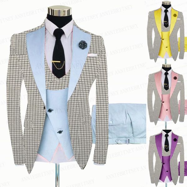 men's suits & blazers white grey plaid men suit 3 pieces tailored man groom wedding tuxedo slim fit business blazer jacket vest pants s, White;black
men's suits & blazers white grey plaid men suit 3 pieces tailored man groom wedding tuxedo slim fit business blazer jacket vest pants s, White;black