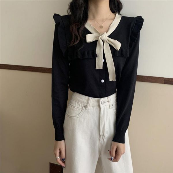 autumn winter women vintage cardigan knitted sweater bow long sleeve v neck jumper cardigans casual pull femme coat, White;black
autumn winter women vintage cardigan knitted sweater bow long sleeve v neck jumper cardigans casual pull femme coat, White;black
