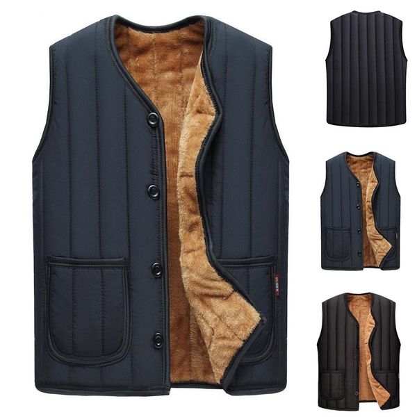 men's vests mens tan sleeveless jacket plus velvet coat winter warm vest, Black;white
men's vests mens tan sleeveless jacket plus velvet coat winter warm vest, Black;white