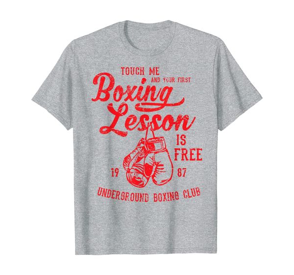 touch me and your first boxing lesson is funny t shirt, White;black