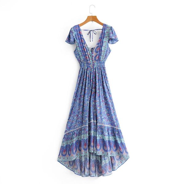 2021 Bohemian V neck Floral print Backless BOHO Dress Summer Holiday Woman lacing up bandage Short sleeve long Dresses Beach, Red
2021 Bohemian V neck Floral print Backless BOHO Dress Summer Holiday Woman lacing up bandage Short sleeve long Dresses Beach, Red