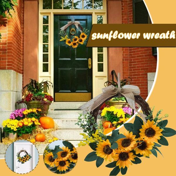 decorative flowers & wreaths artificial sunflower summer wreath green leaves simulation garland rattan wall decoration for home front door
decorative flowers & wreaths artificial sunflower summer wreath green leaves simulation garland rattan wall decoration for home front door