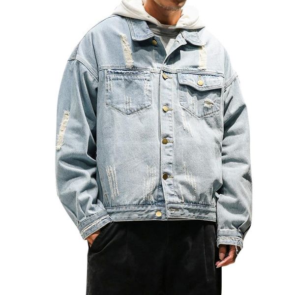 men's jackets sale men autumn jeans jacket loose plus size hole denim male casual turn down collar windbreaker outwear coat 4xl-m, Black;brown
men's jackets sale men autumn jeans jacket loose plus size hole denim male casual turn down collar windbreaker outwear coat 4xl-m, Black;brown