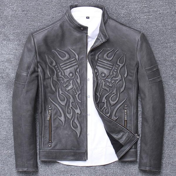 men's leather & faux halley genuine cowhide clothing edge grinding do used human skeleton man self-cultivation short a stand lead, Black
men's leather & faux halley genuine cowhide clothing edge grinding do used human skeleton man self-cultivation short a stand lead, Black