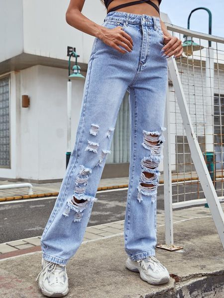 women's jeans europe and the united states cross-border ins fashion trousers trend hole straight tube show thin, Blue
women's jeans europe and the united states cross-border ins fashion trousers trend hole straight tube show thin, Blue