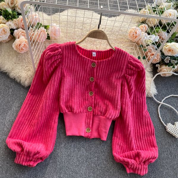 autumn winter women corduroy blouse vintage round neck single breasted long puff sleeve short shirt female fashion 2021 newswimwear bat, Black;gray
autumn winter women corduroy blouse vintage round neck single breasted long puff sleeve short shirt female fashion 2021 newswimwear bat, Black;gray