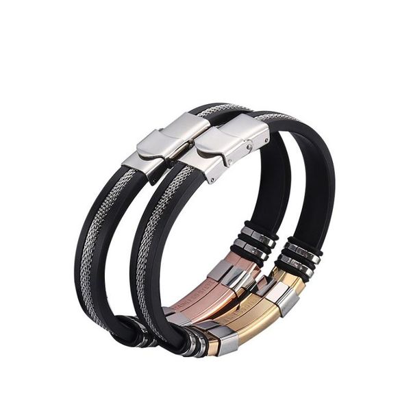 charm bracelets arrival black silicone metal bangles punk four colors bracelet fashion handmade jewelry party gift, Golden;silver
charm bracelets arrival black silicone metal bangles punk four colors bracelet fashion handmade jewelry party gift, Golden;silver