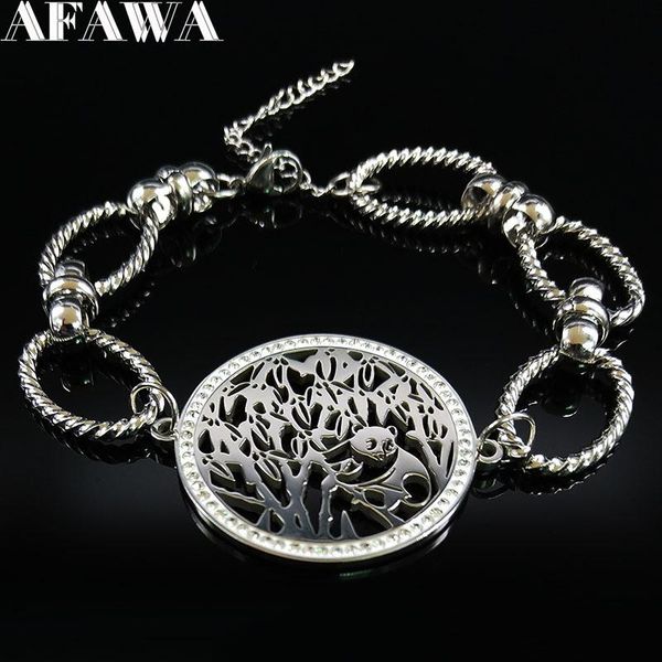 link, chain 2021 fashion bamboo panda crystal stainless steel bracelets for women silver color jewelry pulsera b18325, Black
link, chain 2021 fashion bamboo panda crystal stainless steel bracelets for women silver color jewelry pulsera b18325, Black