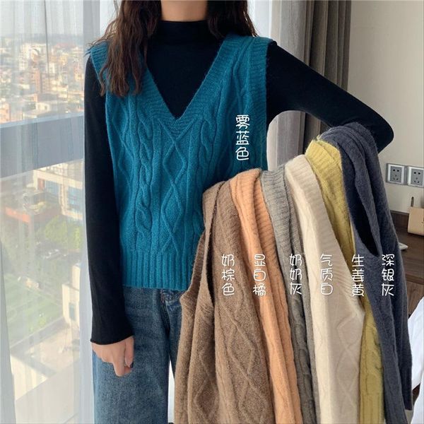 women's vests women v neck sweater vest casual sleeveless solid color knit loose tank knitwear for female student autumn spring, Black;white
women's vests women v neck sweater vest casual sleeveless solid color knit loose tank knitwear for female student autumn spring, Black;white