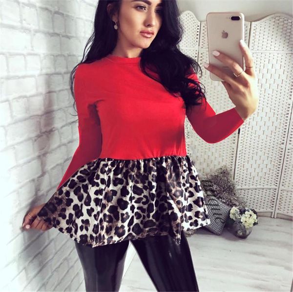 women's blouses & shirts women chiffon leopard patchwork casual loose long sleeve round neck dress shirt 2021 blouse, White 
women's blouses & shirts women chiffon leopard patchwork casual loose long sleeve round neck dress shirt 2021 blouse, White