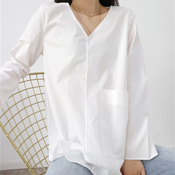 2021 new camisa manga comprida de algodo feminino branco com decote em v solto bolso e simples blusa casual exhj, Black
2021 new camisa manga comprida de algodo feminino branco com decote em v solto bolso e simples blusa casual exhj, Black