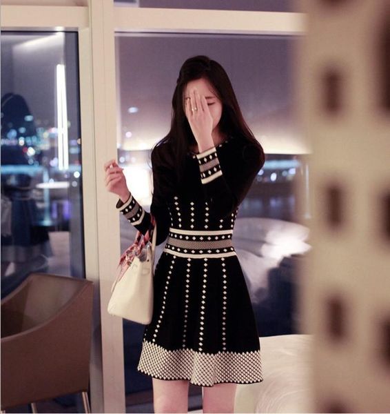casual dresses spring and autumn small fragrance women's waist dress thick knit winter models stretch high bottoming, Black;gray
casual dresses spring and autumn small fragrance women's waist dress thick knit winter models stretch high bottoming, Black;gray