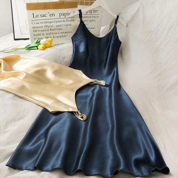 spring summer satin women dress spaghetti strap party shiny sundress imitation silk sleeveless, Black;gray
spring summer satin women dress spaghetti strap party shiny sundress imitation silk sleeveless, Black;gray