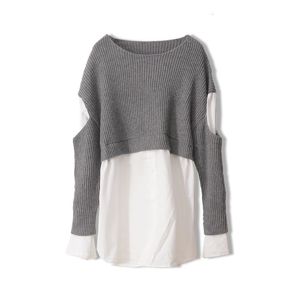 female blouses outerwear sleeve pieces knitted sweater woman t1297 i917, White;black 
female blouses outerwear sleeve pieces knitted sweater woman t1297 i917, White;black