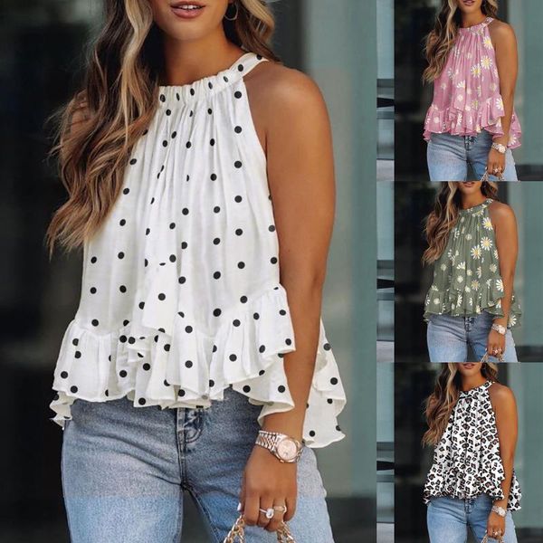 women's tanks & camis women mujer summertime fashion o-neck vest layered ruffles print sleeveless roupas femininas summer clothes for, White
women's tanks & camis women mujer summertime fashion o-neck vest layered ruffles print sleeveless roupas femininas summer clothes for, White
