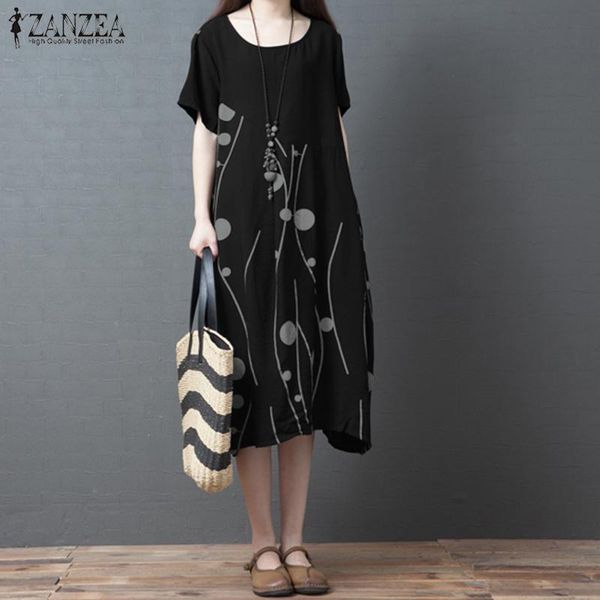 vintage printed knee length dress women's summer sundress zanzea 2021 casual o-neck short sleeve tunic vestidos plus size robe, Black;gray
vintage printed knee length dress women's summer sundress zanzea 2021 casual o-neck short sleeve tunic vestidos plus size robe, Black;gray