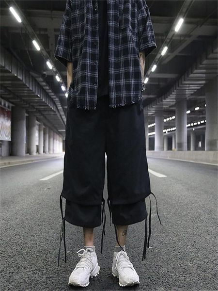 men's pants wide leg spring/summer dark fan can tie ribbon layer splicing loose casual of large size, Black
men's pants wide leg spring/summer dark fan can tie ribbon layer splicing loose casual of large size, Black
